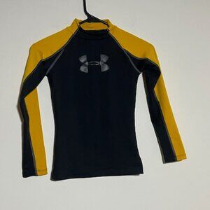 Under Armour Fitted Cold Gear Black and Yellow Long Sleeve Size Youth Small